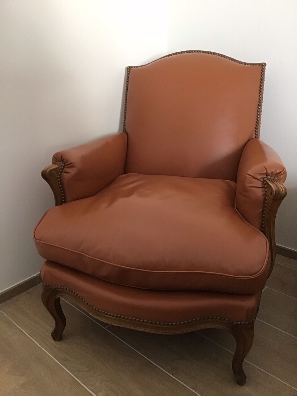 Louis VX style leather armchairs