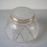 Old 1950s globe lampshade in glass and gilding retro chandelier lighting