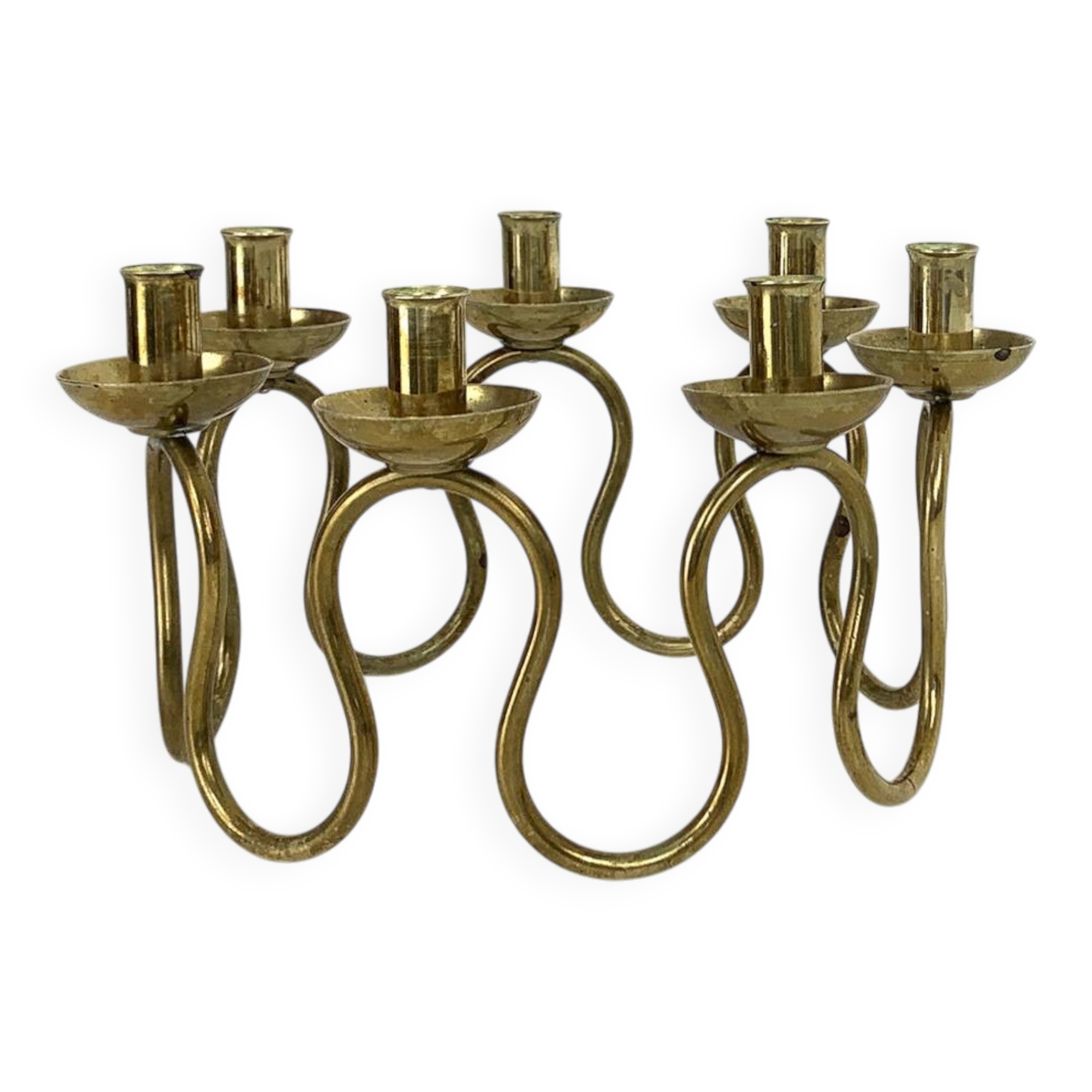 Scandinavian brass candle holder by Lars Holmström, Sweden 1950s