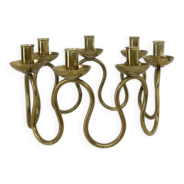 Bougeoir Scandinave en laiton par Lars Holmström, Suède 1950s