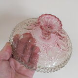 Small pink tinted molded crystal display cup