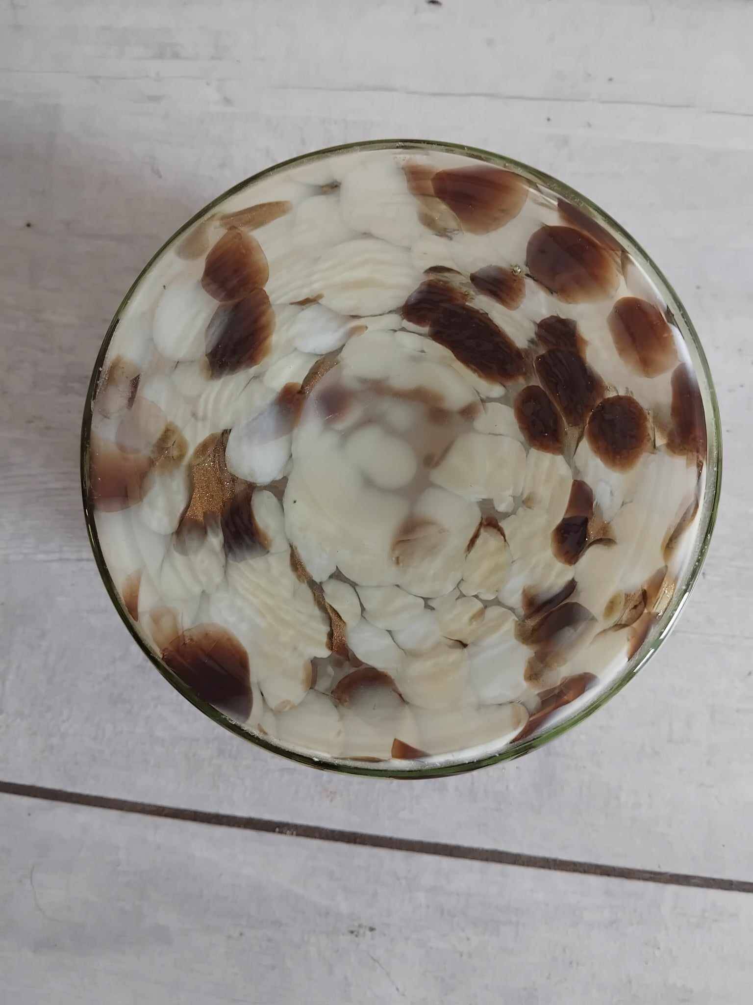 Murano multi-layered scroll vase with gold inclusion