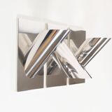 Set of three large sculptural vintage chrome metal wall lights