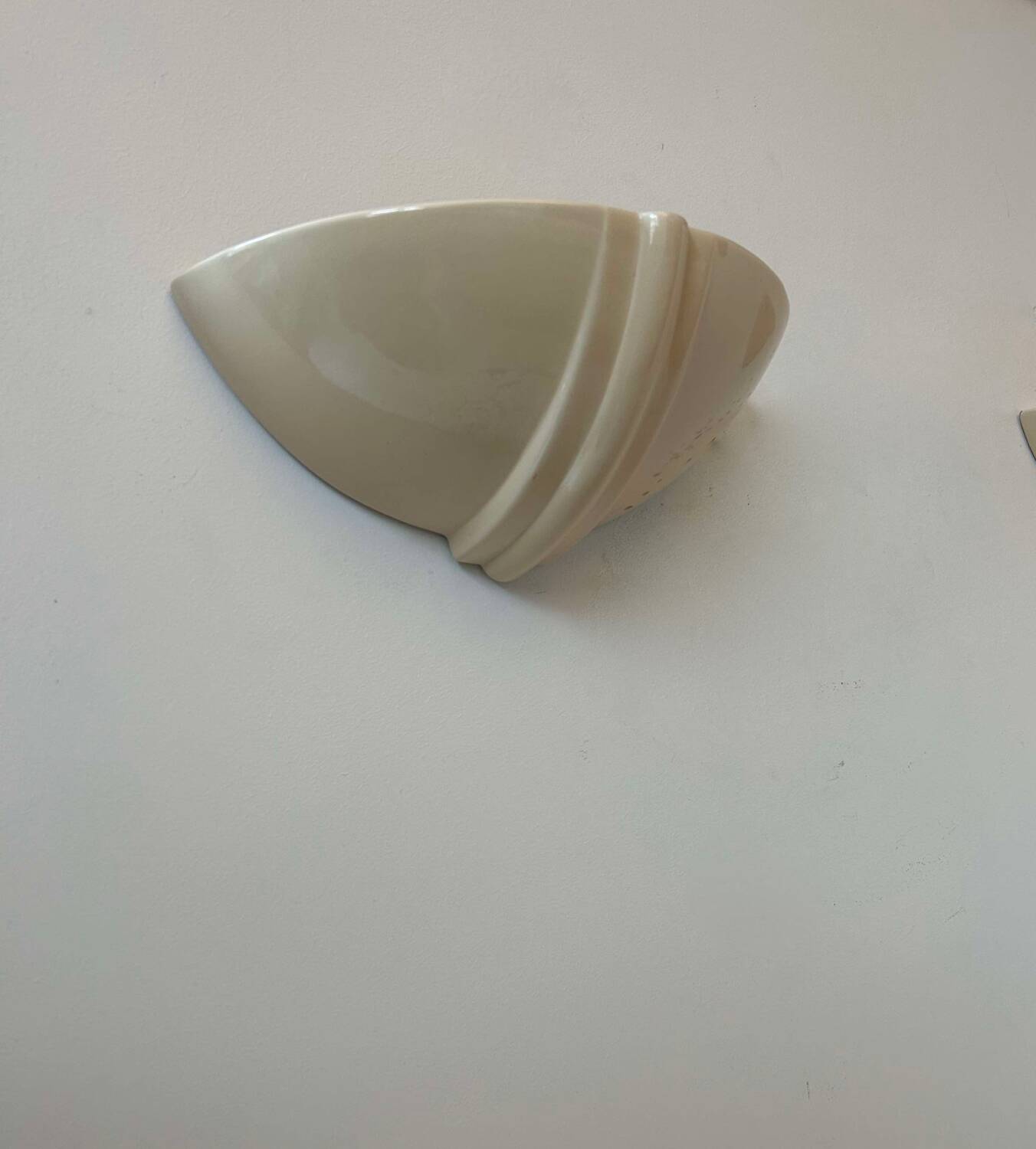 Pair of vintage wall lights, beige porcelain, France 1970