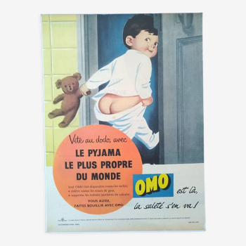 Publicité papier lessive OMO issue d'une revue d'époque