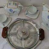 Art deco servant wood and silver metal