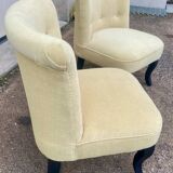 2 reupholstered toadstool armchairs