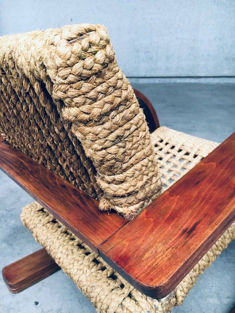 Rope Lounge Chair by Adrien Audoux & Frida Minet for Vibo Vesoul, France, 1940s