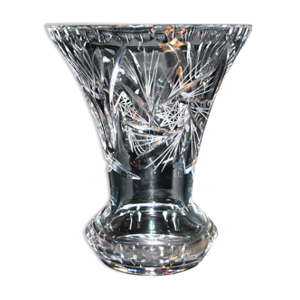 Vase évasé en cristal taillé de Bohème - taille riche en étoile 16cm