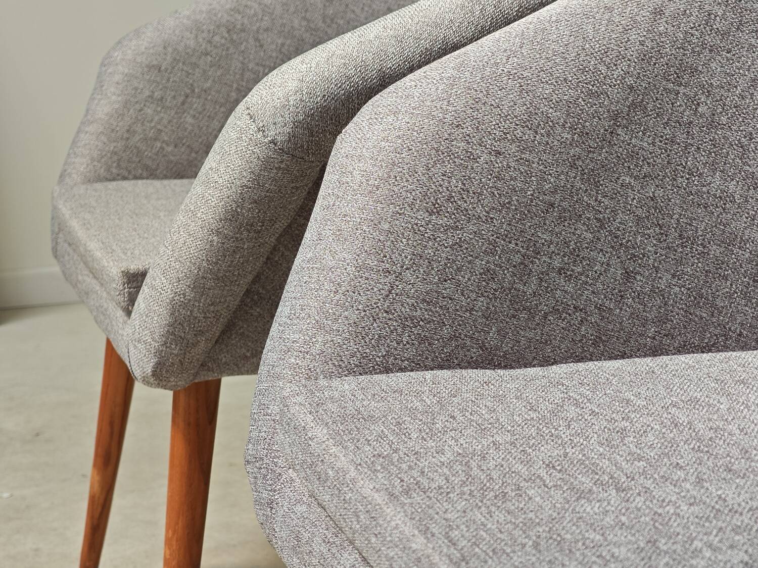 Pair of renovated gray fabric armchairs by Miroslav Navratil