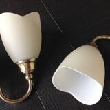Pair of brass and opaline opaline sconces in art deco style granite