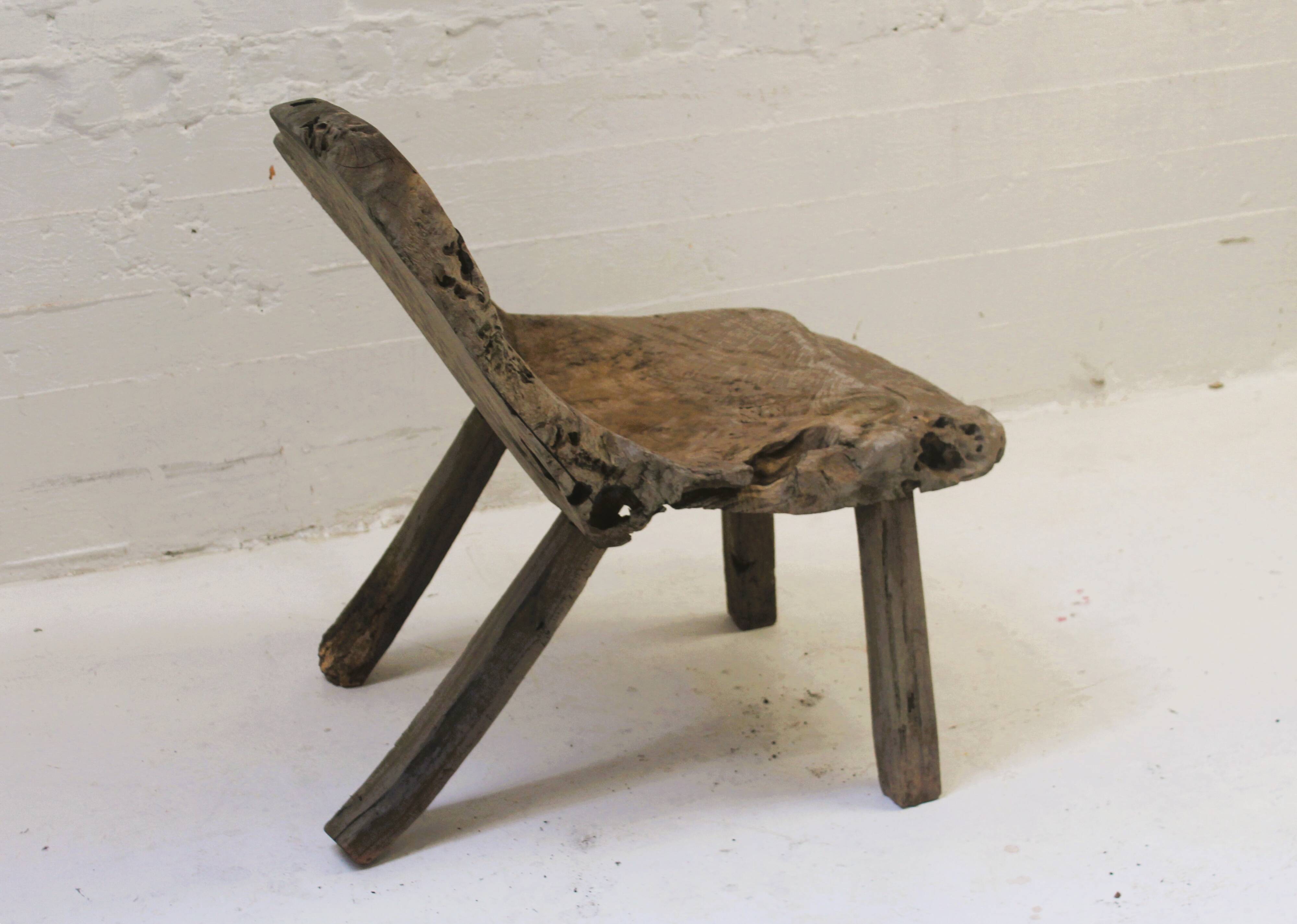 Siège Wabi Sabi robuste en bois massif, 1950