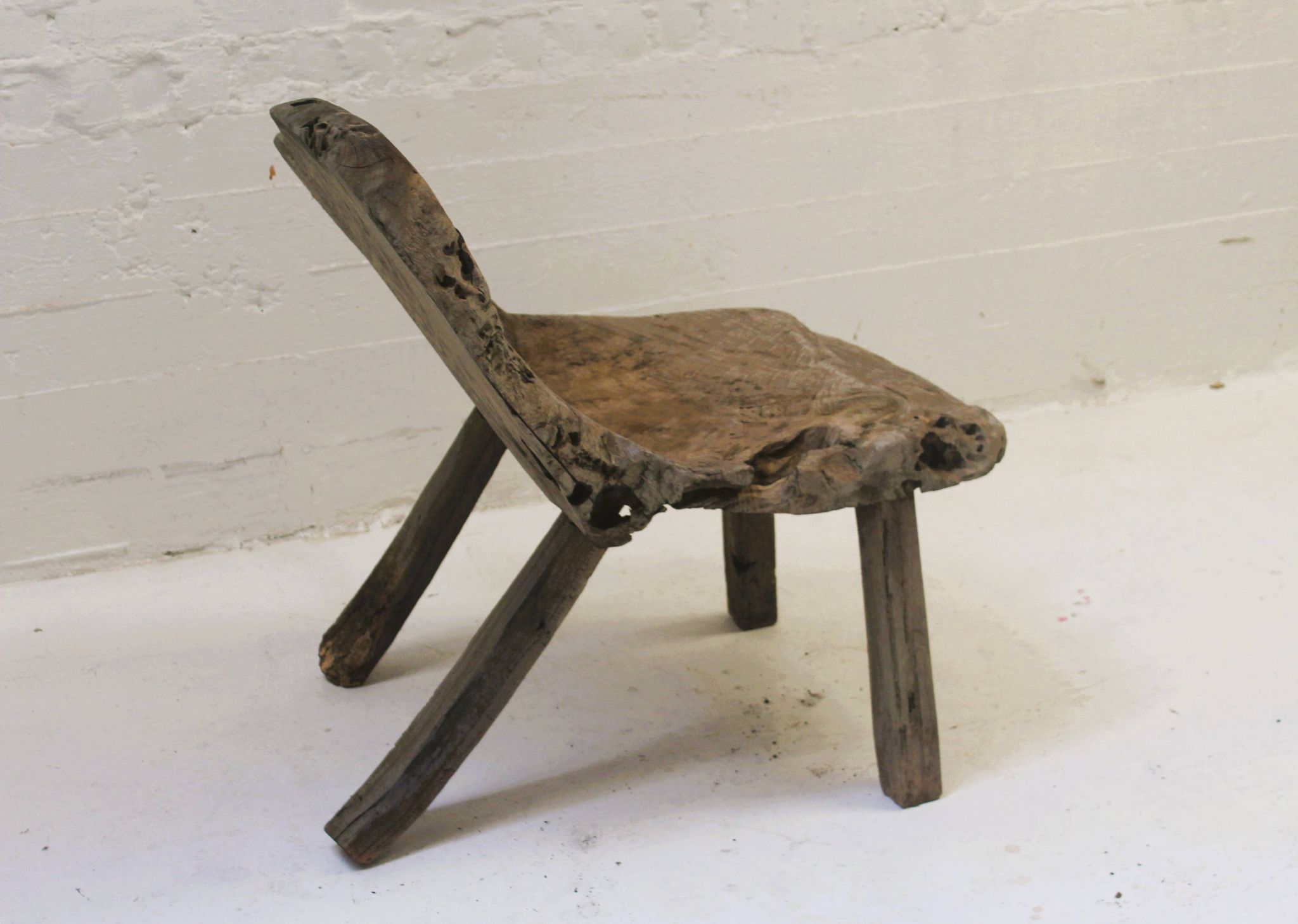 Sturdy Wabi Sabi chair in solid wood, 1950
