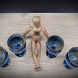 Set 4 blue sandstone cups