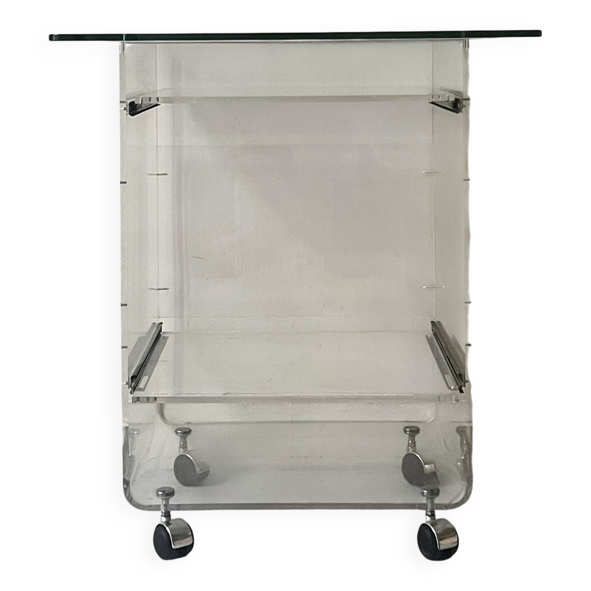 Desk in plexiglass by David Lange for Roche Bobois, design 1970.