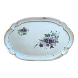 Wooden tray...mauve pansies