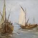 Marine painting on the treport, in its frame