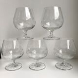 Set of 5 foot glasses engraved with stars 50s-60s