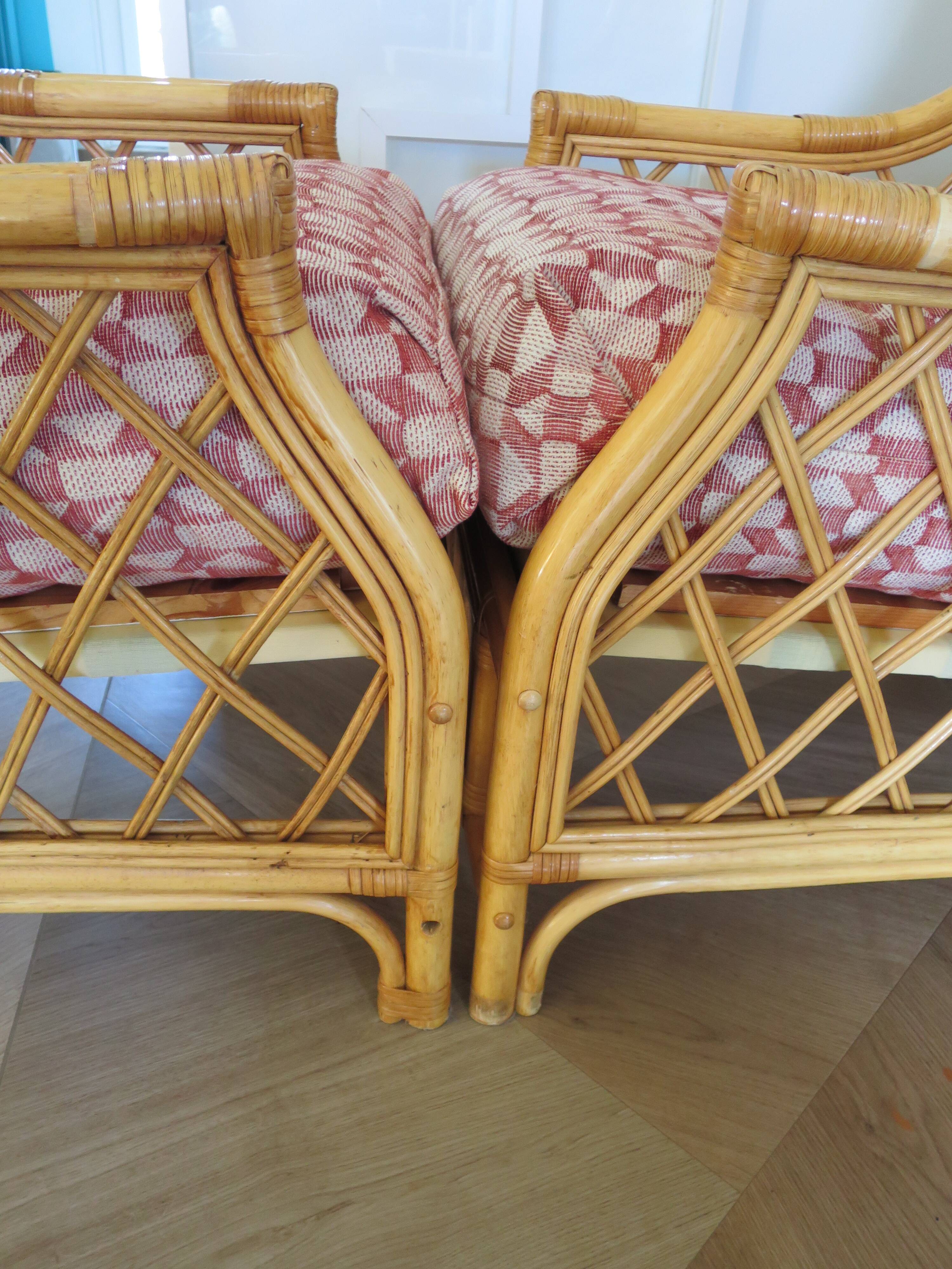Vintage - Set of 2 woven rattan, bamboo and wood armchairs - Natural colour - 1980s
