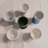 6 mismatched old egg cups