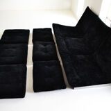 Modular sofa in black velvet 1970