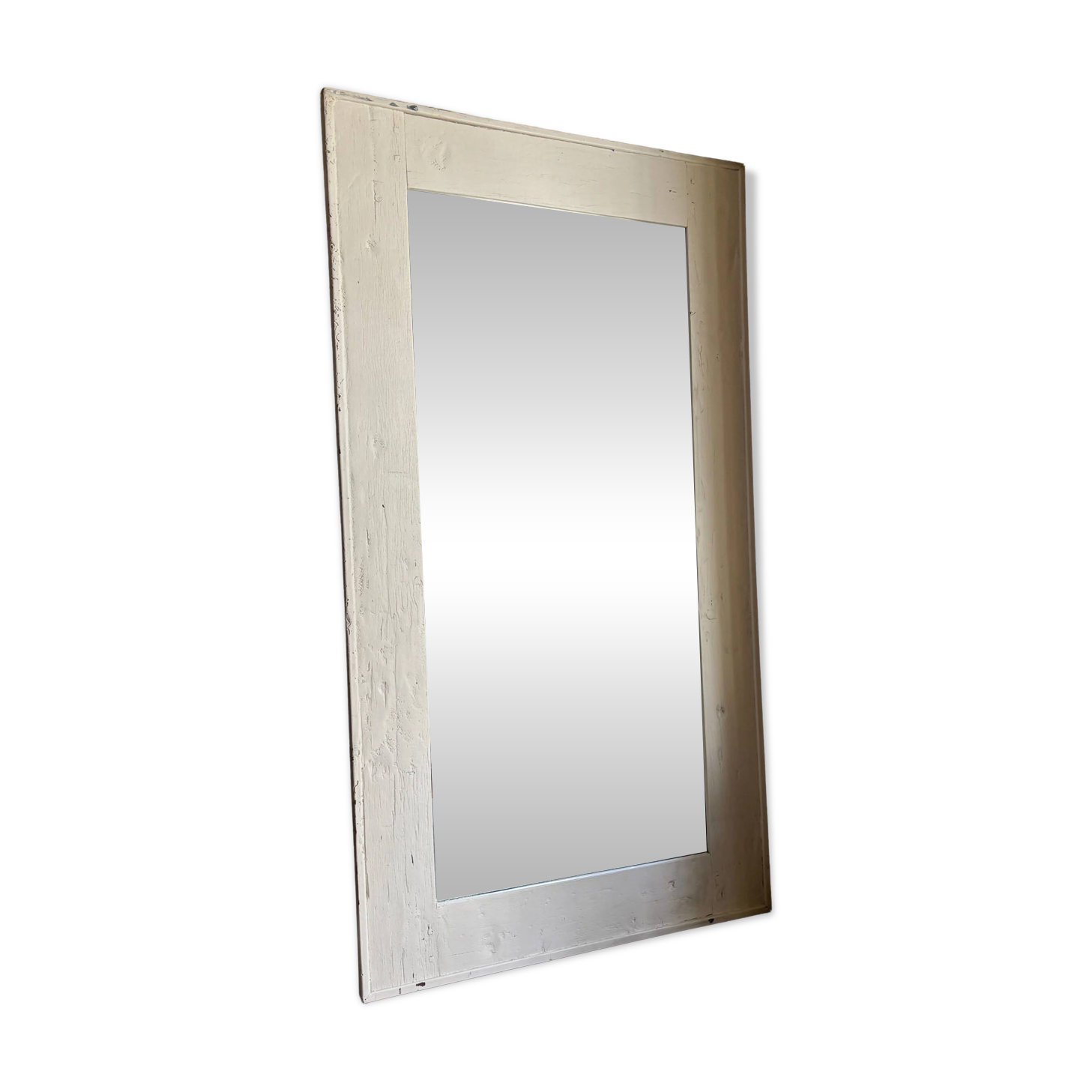 White wooden mirror 245 x 125 cm