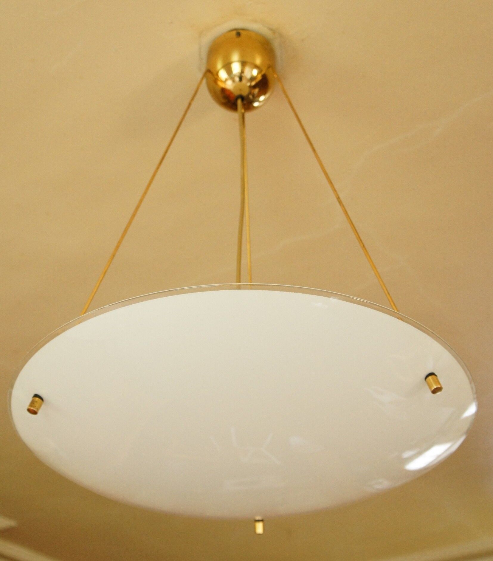 Ikea vintage brass &opalin glass hanging lamp circa 1970