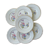 7 small vintage porcelain plates with floral pattern KG Luneville