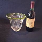 Val Saint Lambert Crystal 'Torsade' Vase in Gradient Apple Green