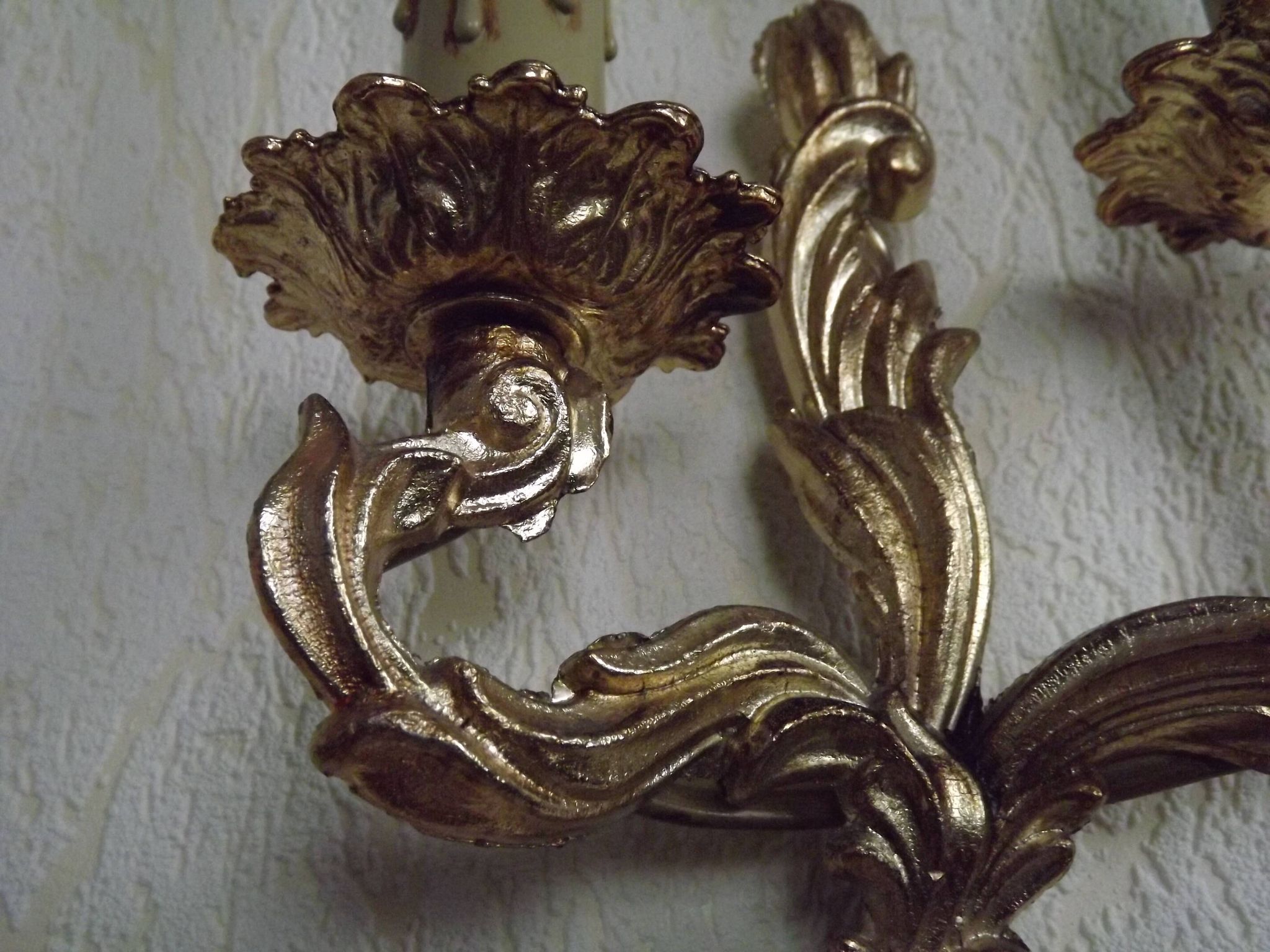 Brass wall lights.