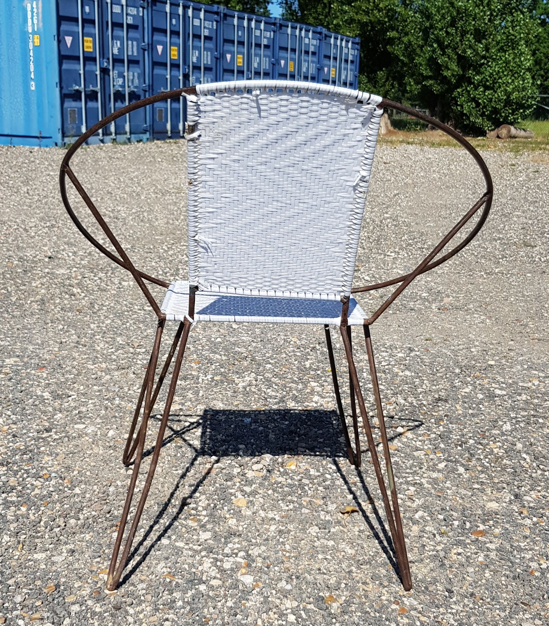 Vintage black metal armchair