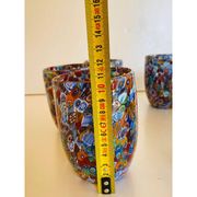 Set of 6 Multicolor Floral Murrine Glasses in the Style of Murano Glass