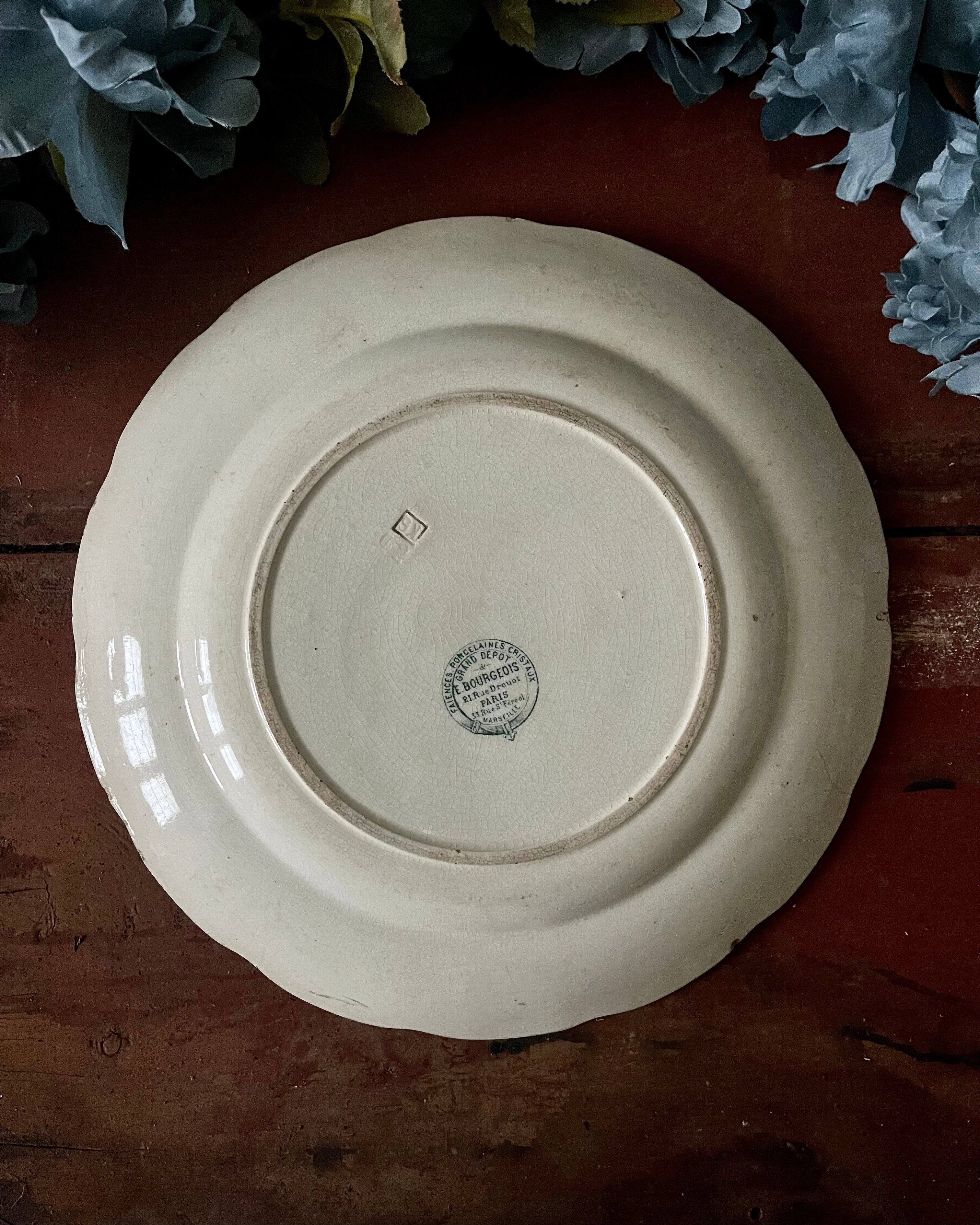 Large round ironstone dish Bourgeois
