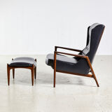 Ib kofod larsen armchair with footrest