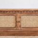 Vintage oak sideboard TV unit with raw finish and caning.