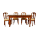 Upholstered damask table and 4 cherry chairs from the 80s