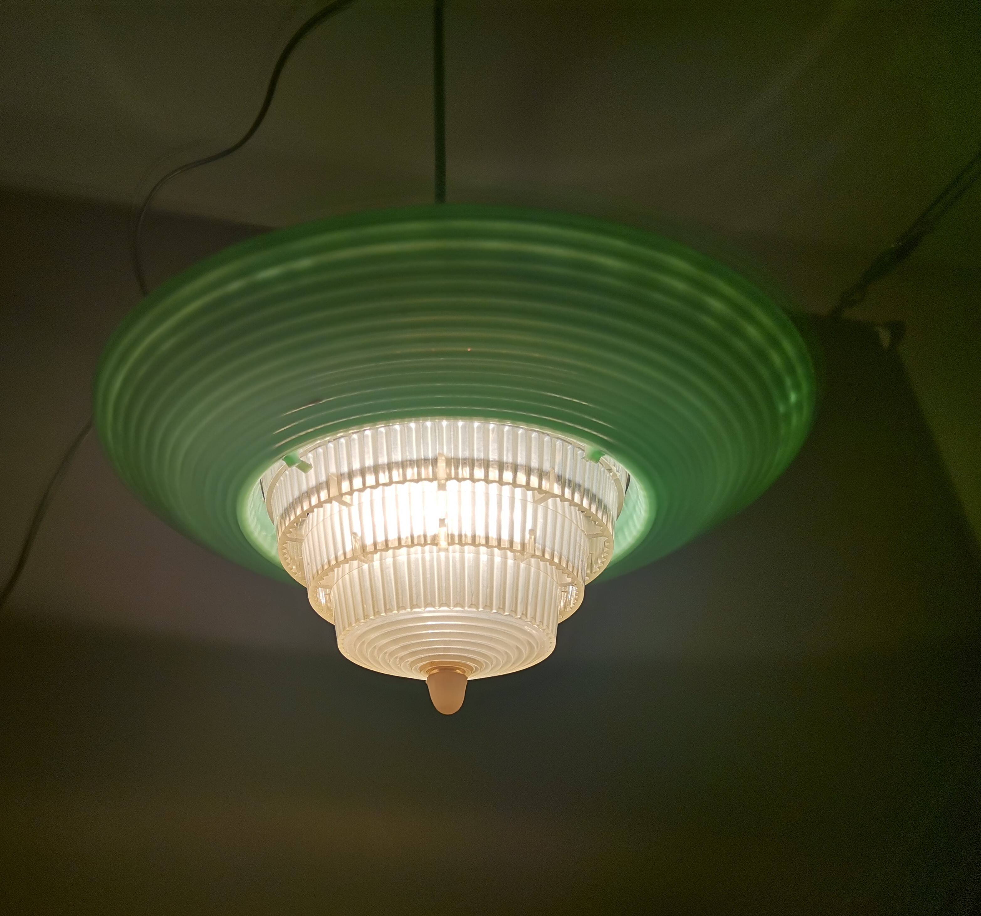 Scandinavian green acrylic clip on hanging lamp 1960s