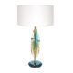 Pair of contemporary Murano glass lamps with a brass structure, made in Italy.