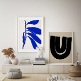 Pair of giclee prints. Abstract botanical wall art set of two, 50x70