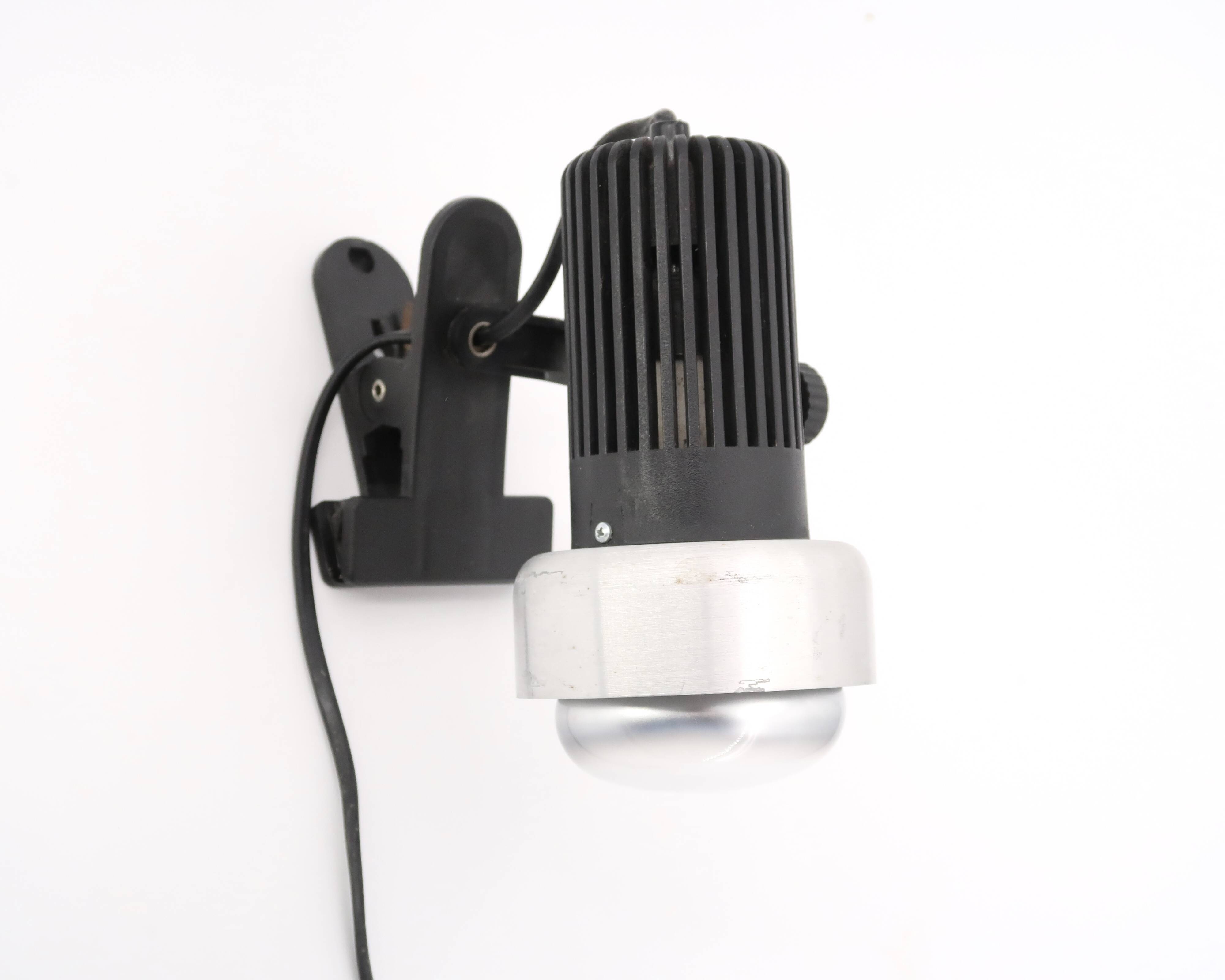 Clip lamp or wall lamp in aluminum and black plastic, 1980s