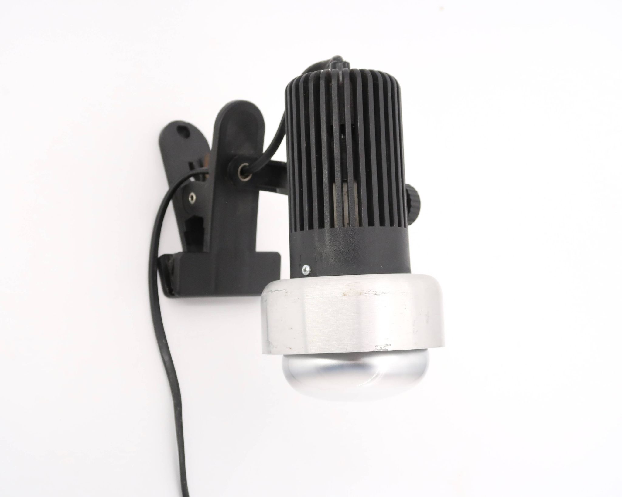 Clip lamp or wall lamp in aluminum and black plastic, 1980s