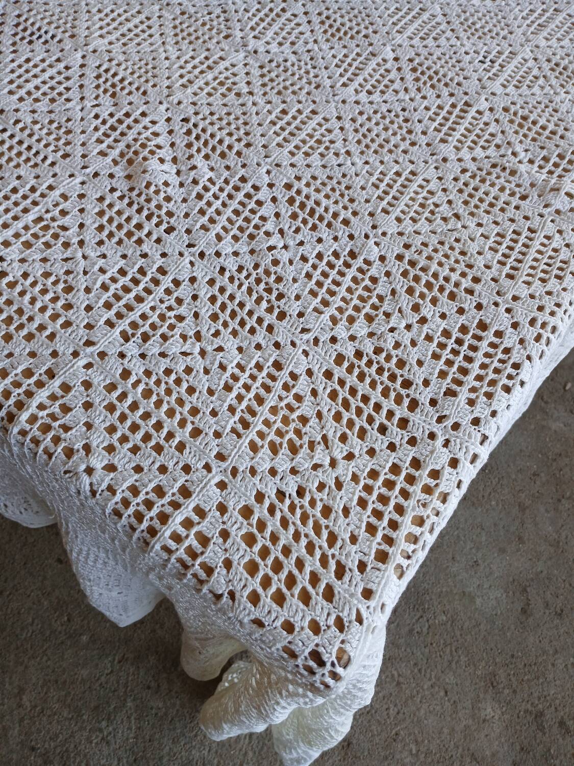 Handmade crochet antique bedspread