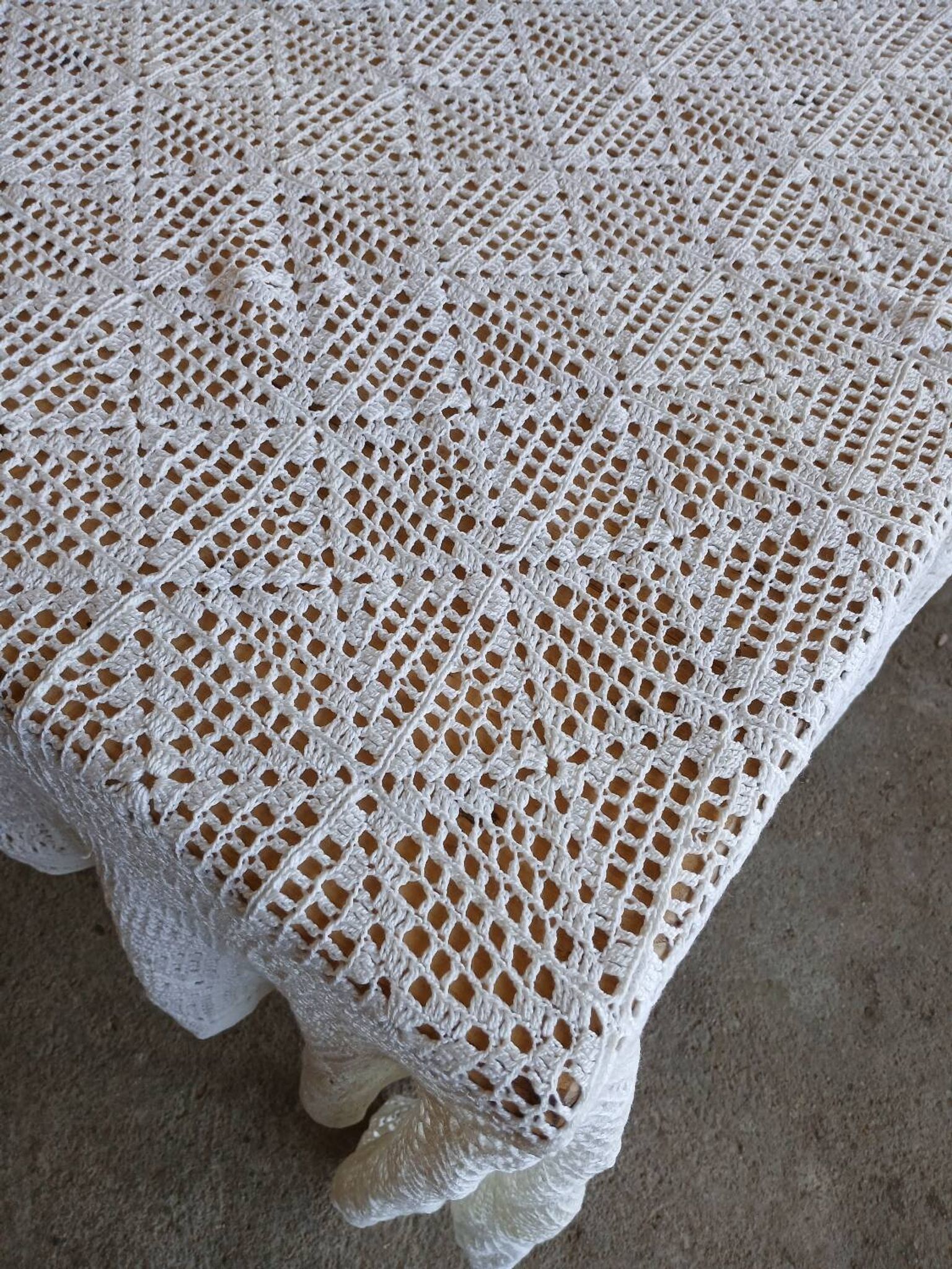 Dessus de lit ancien en crochet fait main