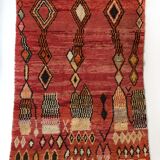 Moroccan Berber carpet Boujaad red with colorful patterns 252x158cm