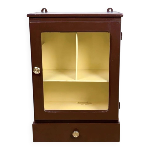 Armoire murale bois et verre ancienne