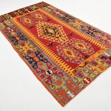 Turkish Red & Orange Tribal Vintage Kilim Rug, 168x295Cm