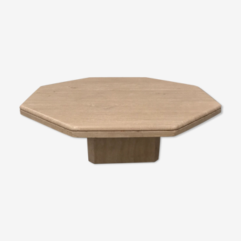 Octagonal travertine coffe table