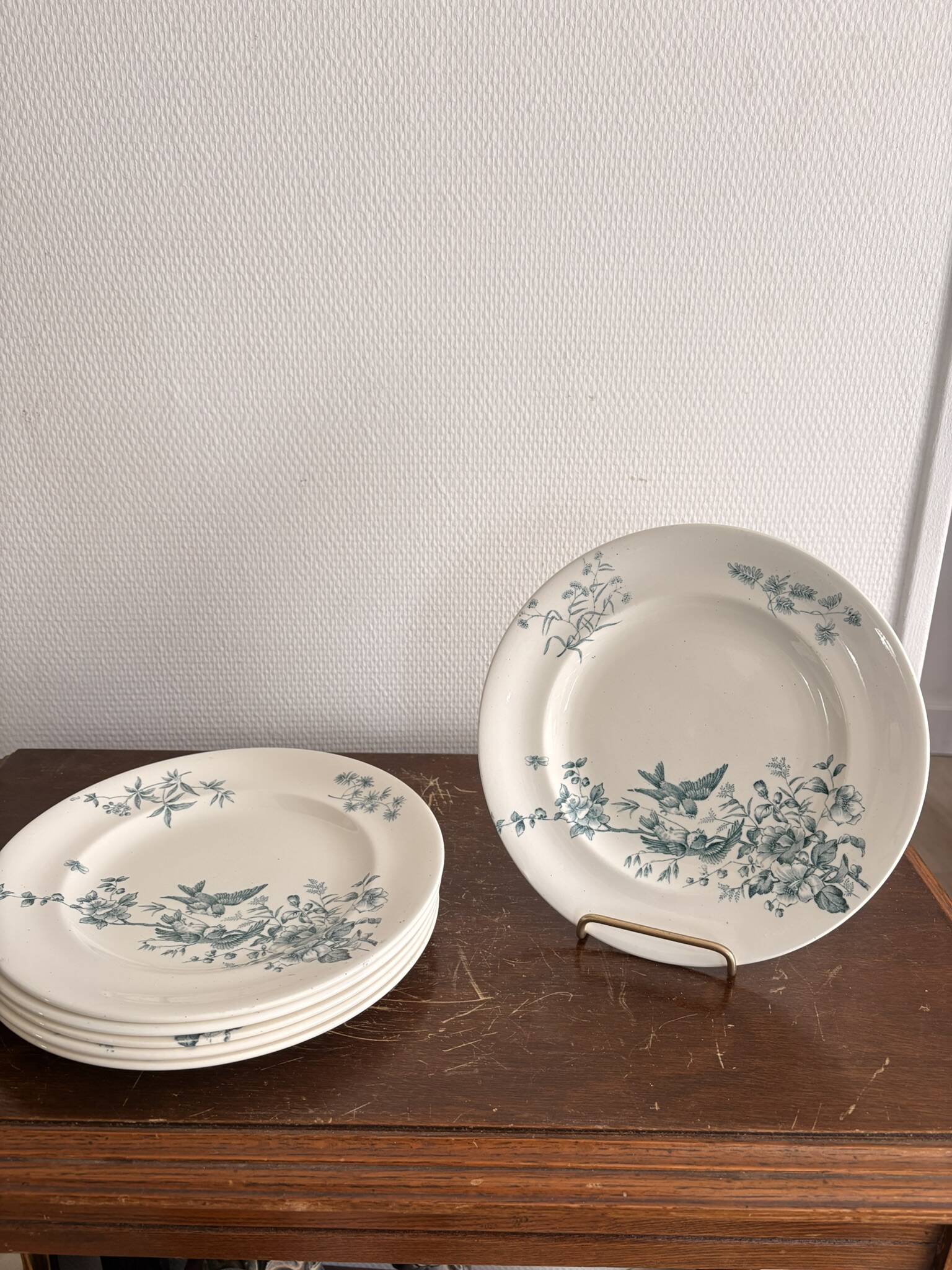Lot 6 Plate Plates Faience Longwy Model Mignon