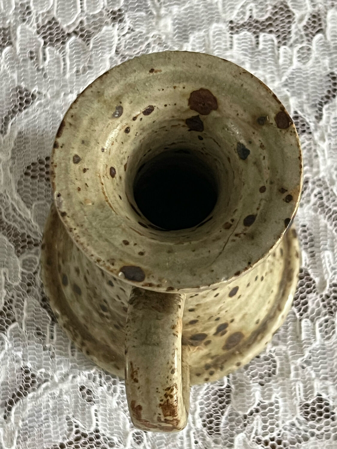 Speckled stoneware candle holder