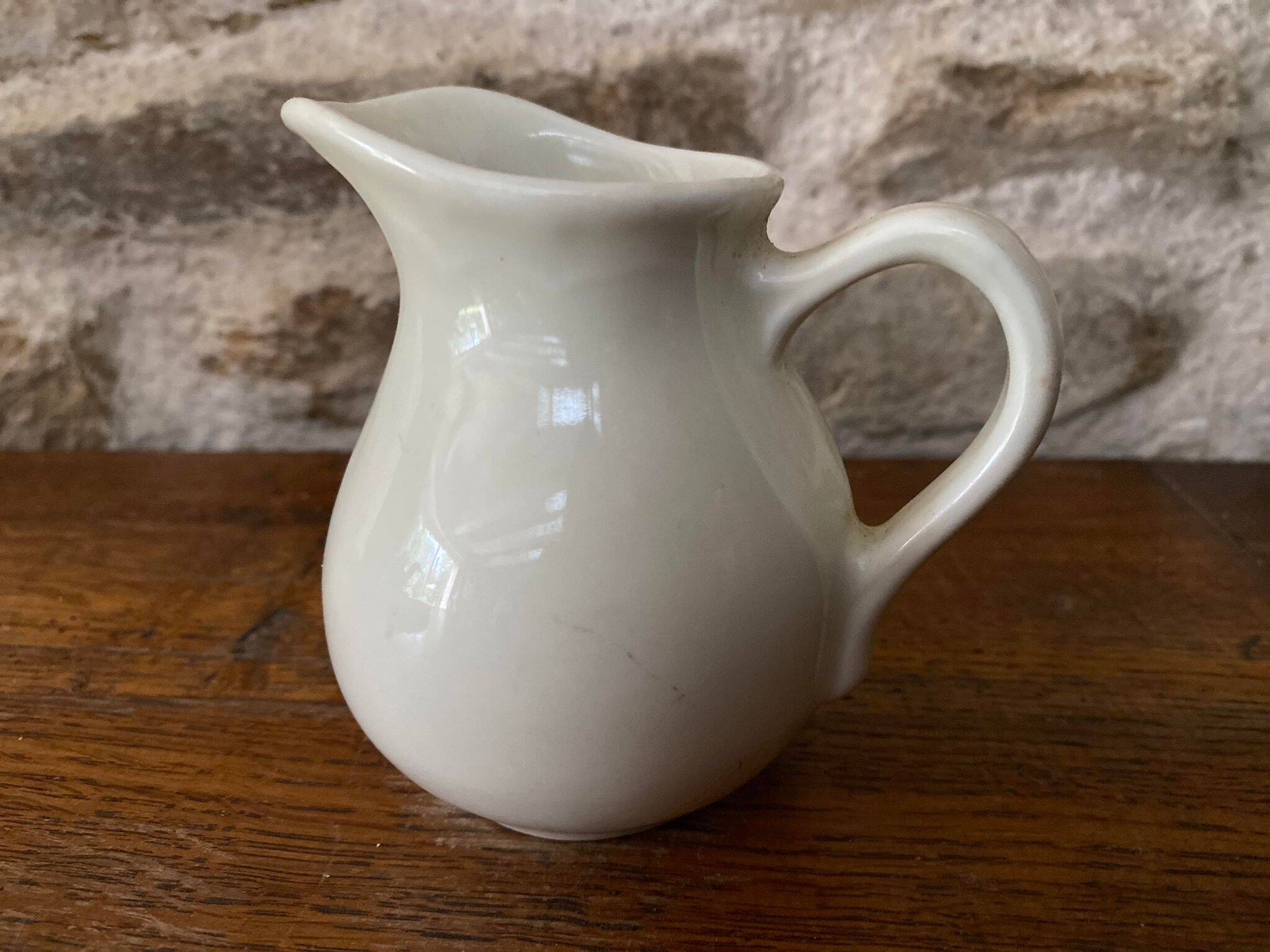 Small bistro milk jug in beige porcelain